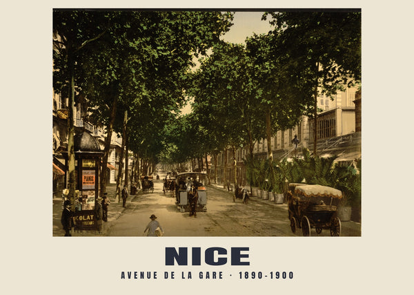 Avenue de la Gare, Nice — 1890–1900 · Stampa di fotocromo d’epoca