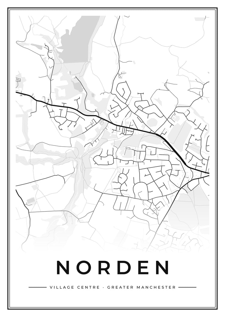 Norden Village Centre Street Map Poster