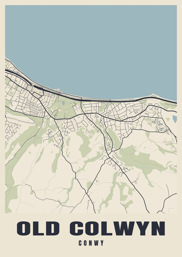 Old Colwyn Street Map Poster