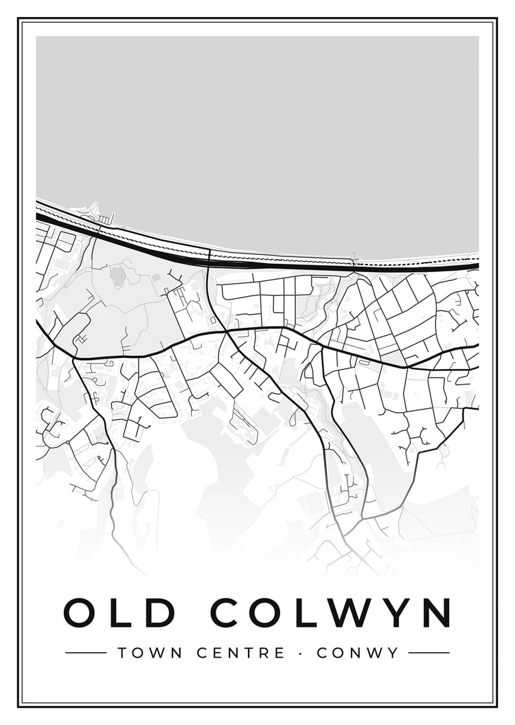 Old Colwyn Town Centre Street Map Poster