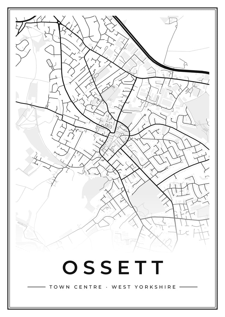 Ossett Town Centre Street Map Poster