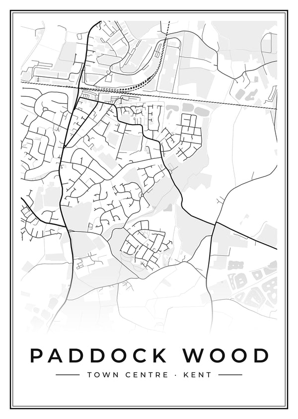 Paddock Wood Town Centre Street Map Poster