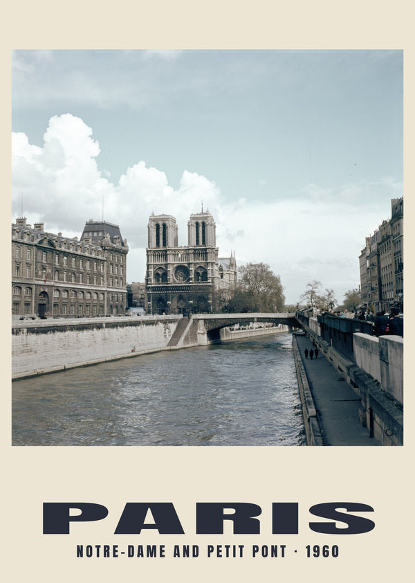 Notre-Dame i Petit Pont, Paris — 1960 · Wydruk historycznej fotografii