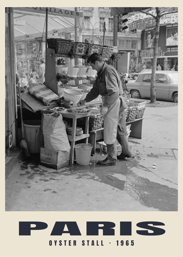 Stoisko z ostrygami, Paris — 1965 · Wydruk historycznej fotografii