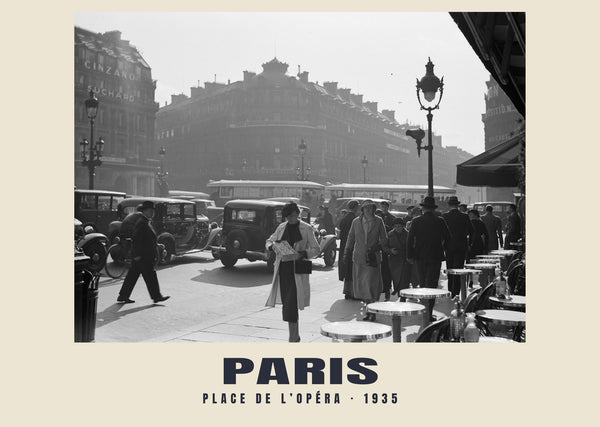 Place de l’Opéra, París — 1935 · Lámina de fotografía histórica