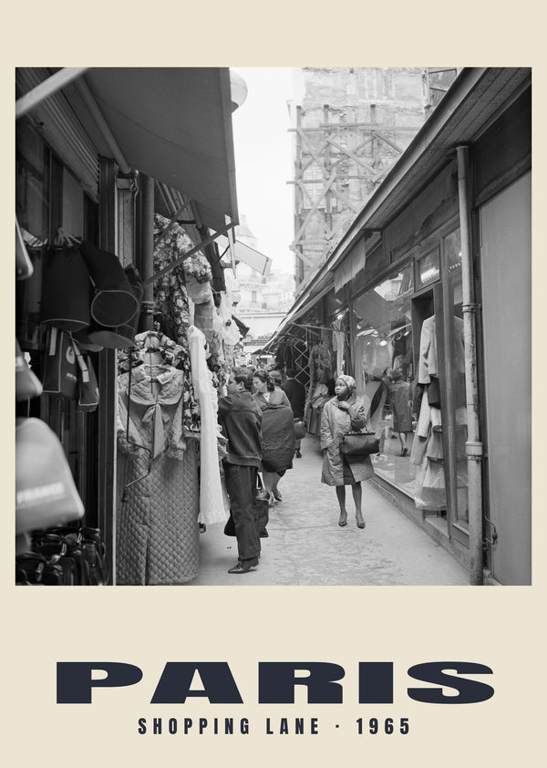 Uliczka handlowa, Paris — 1965 · Wydruk historycznej fotografii