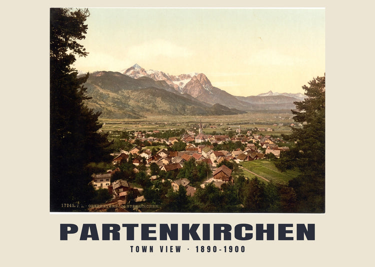Stadsgezicht, Partenkirchen — 1890–1900 · Historische fotochroomprint