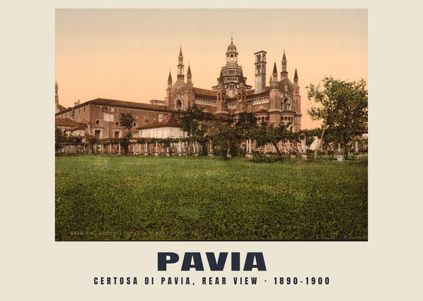 Certosa di Pavia, Rear View, Pavia — 1890–1900 · Vintage photochrom print