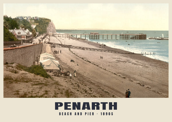 Beach and Pier, Penarth, c. 1890–1900 Heritage Print