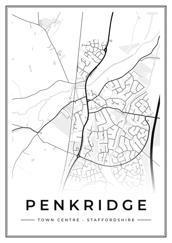 Penkridge Town Centre Street Map Poster