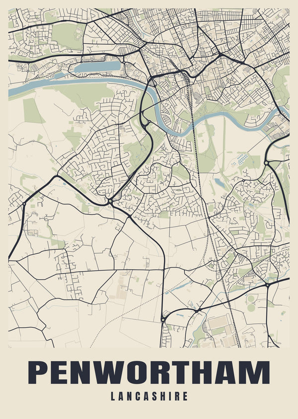 Penwortham Street Map Poster