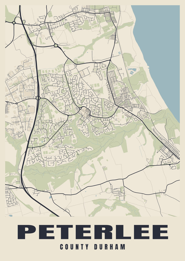 Peterlee Street Map Poster