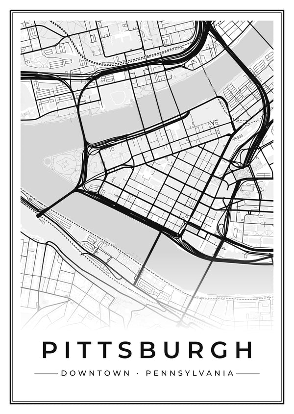 Pittsburgh Downtown Street Map Poster