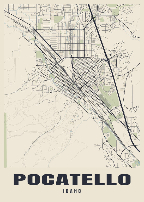 Pocatello Street Map Poster