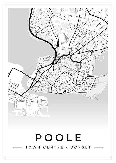 Poole Town Centre Street Map Poster
