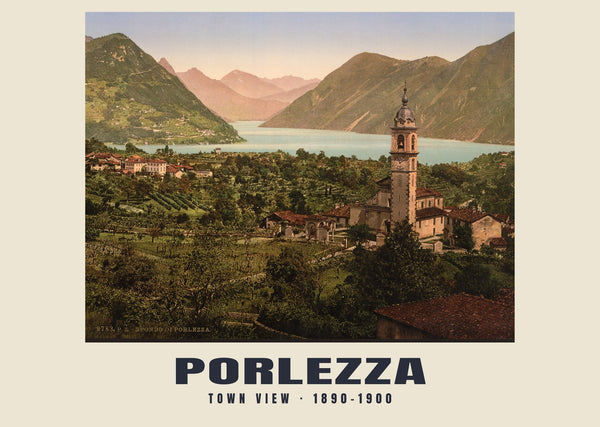 Town View, Porlezza — 1890–1900 · Vintage photochrom print