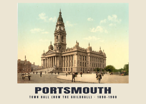 Stadhuis (nu Guildhall), Portsmouth — 1890–1900 · Historische fotochroomprint
