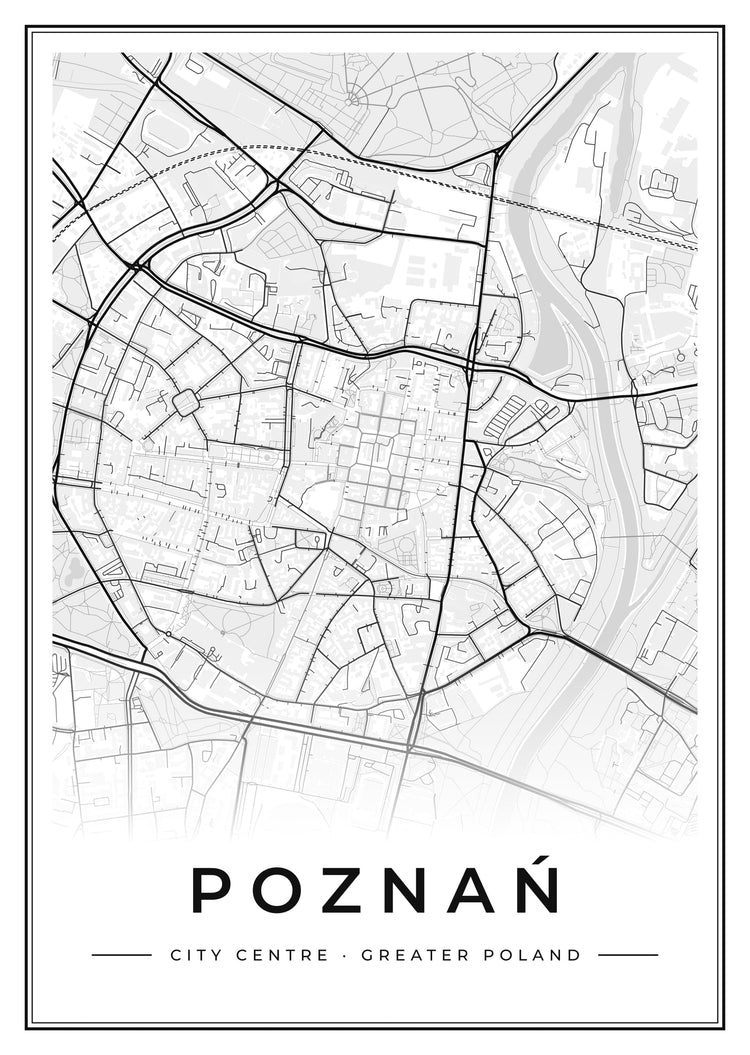 Poznań City Centre Street Map Poster