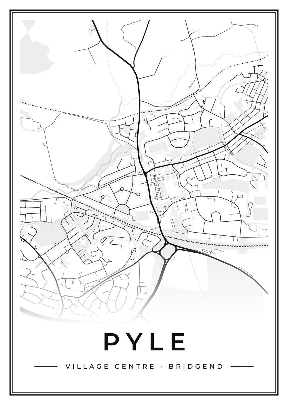 Pyle Village Centre Street Map Poster