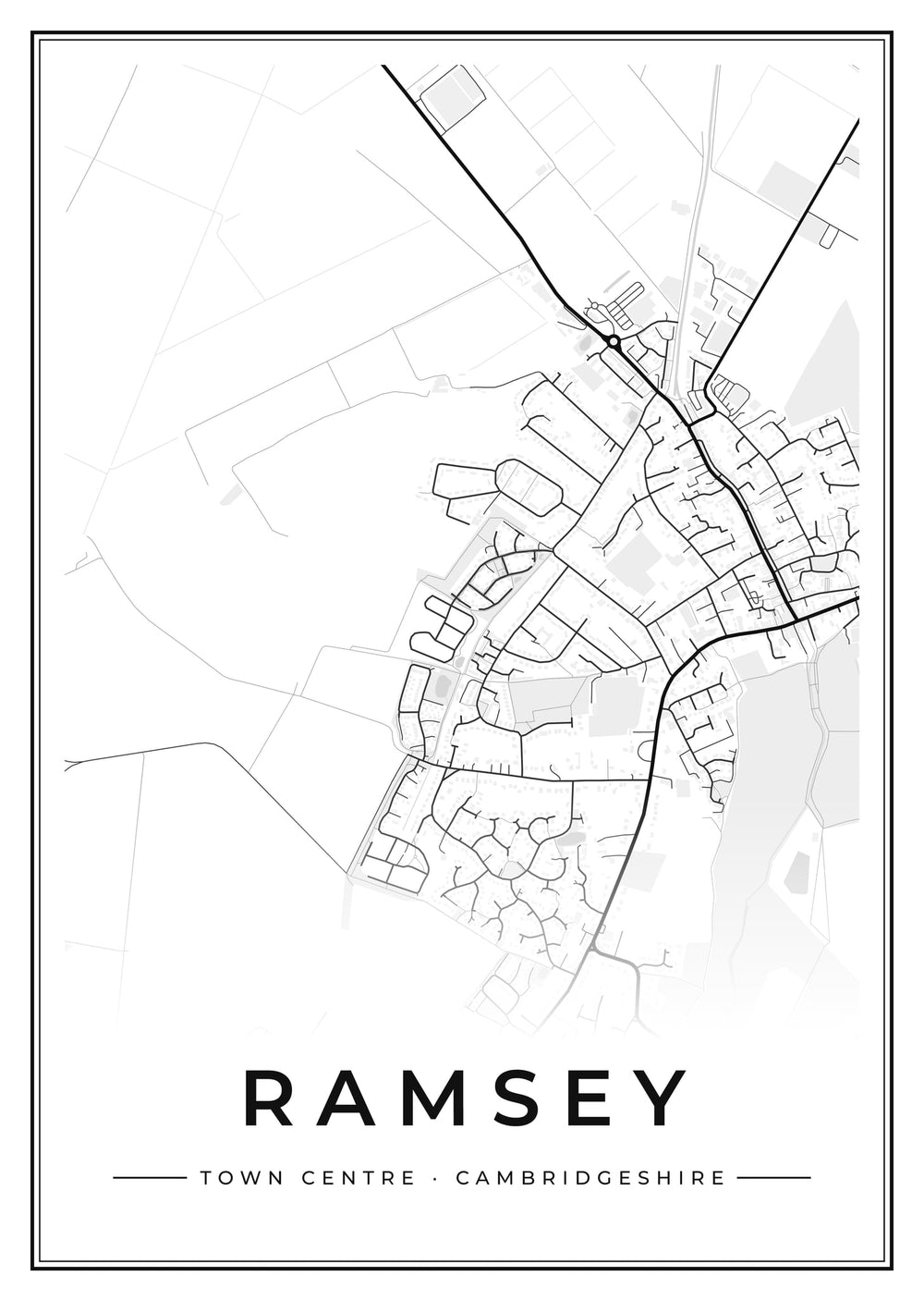 Ramsey Town Centre Street Map Poster