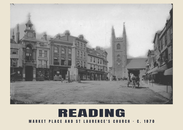 Market Place and St Laurence's Church, Reading, c. 1870 Heritage Print