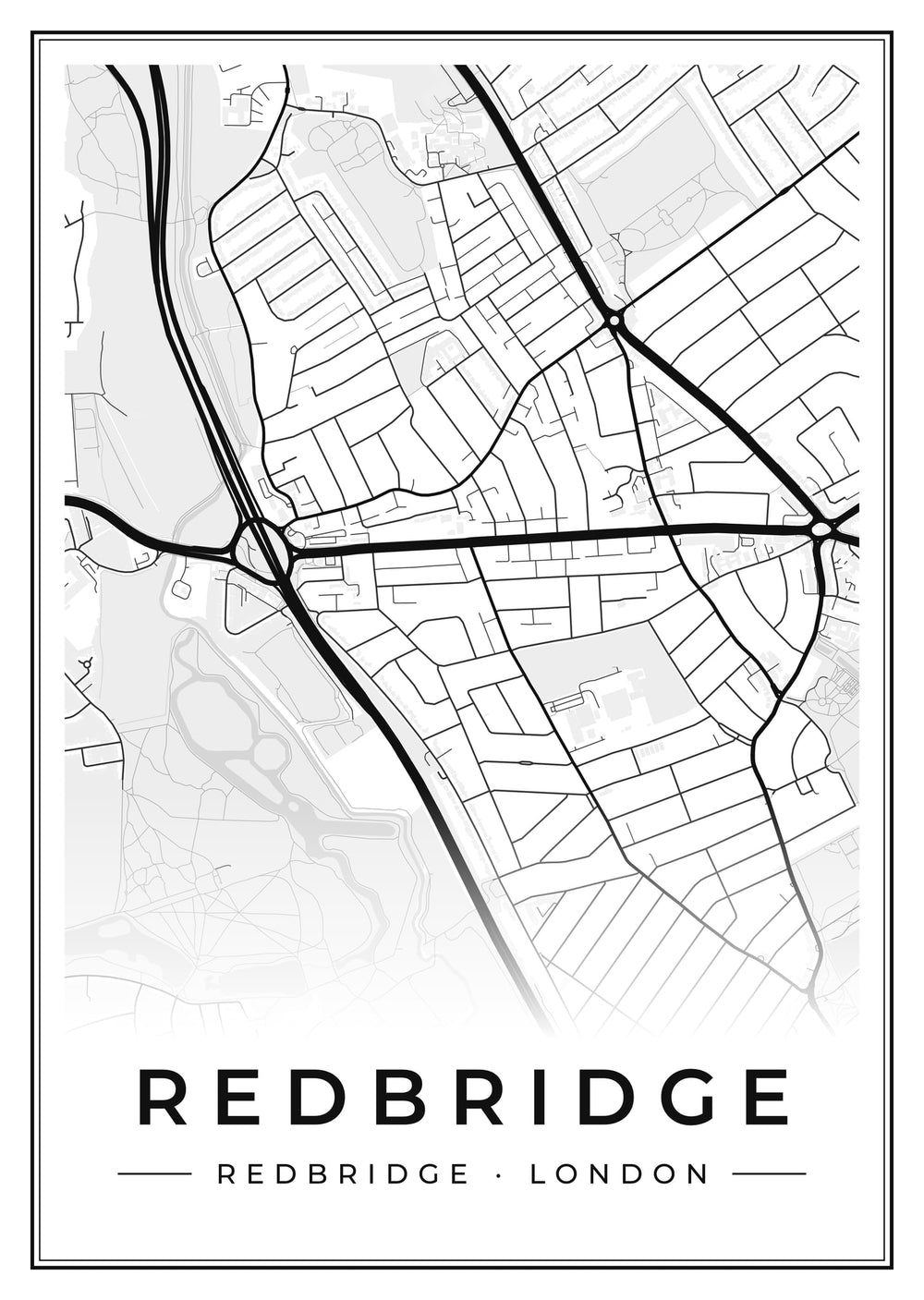 Redbridge Street Map Poster