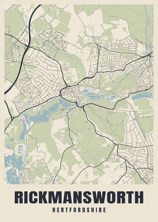 Rickmansworth Street Map Poster