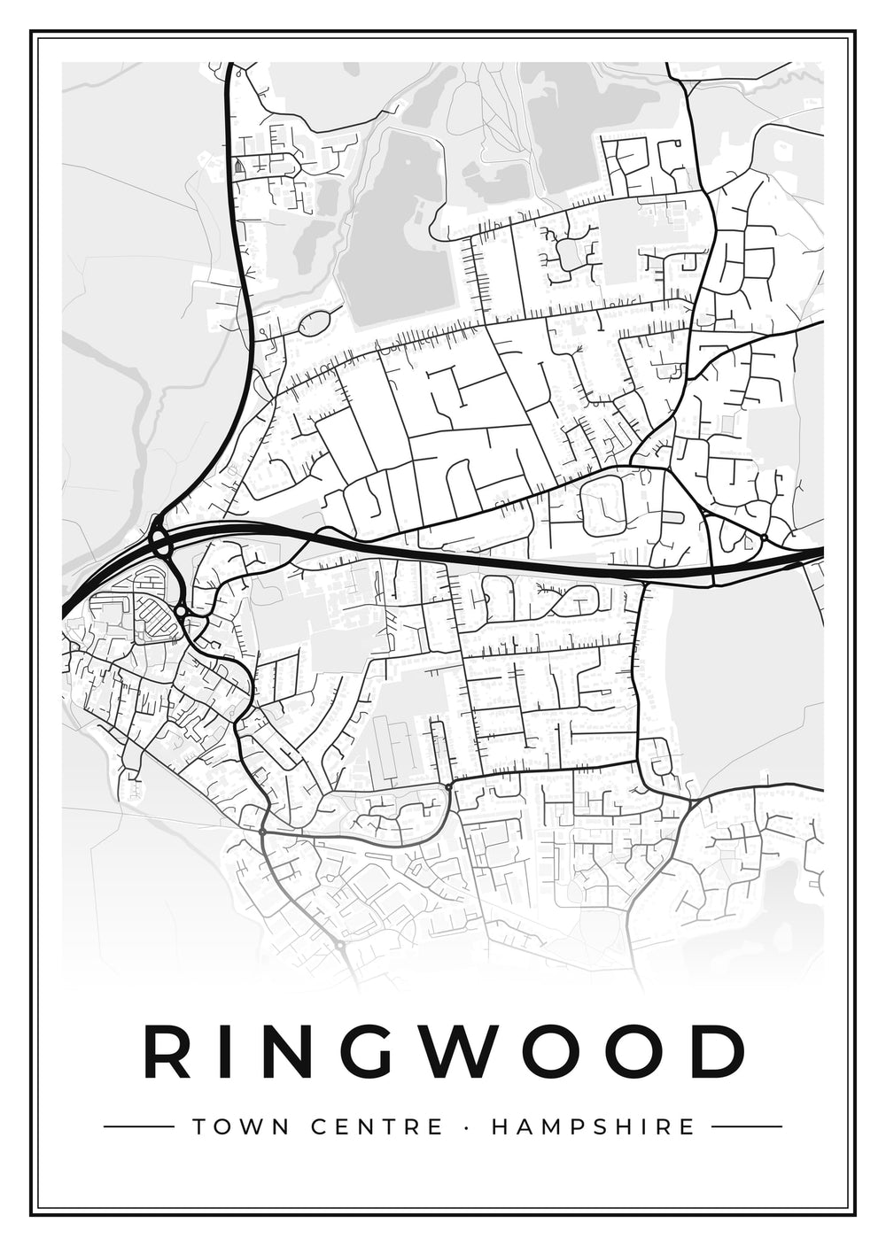 Ringwood Town Centre Street Map Poster