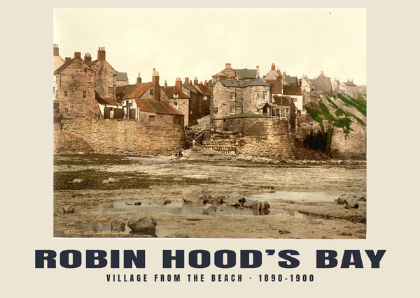 Il villaggio dalla spiaggia, Robin Hood’s Bay — 1890–1900 · Stampa fotocromatica d’epoca