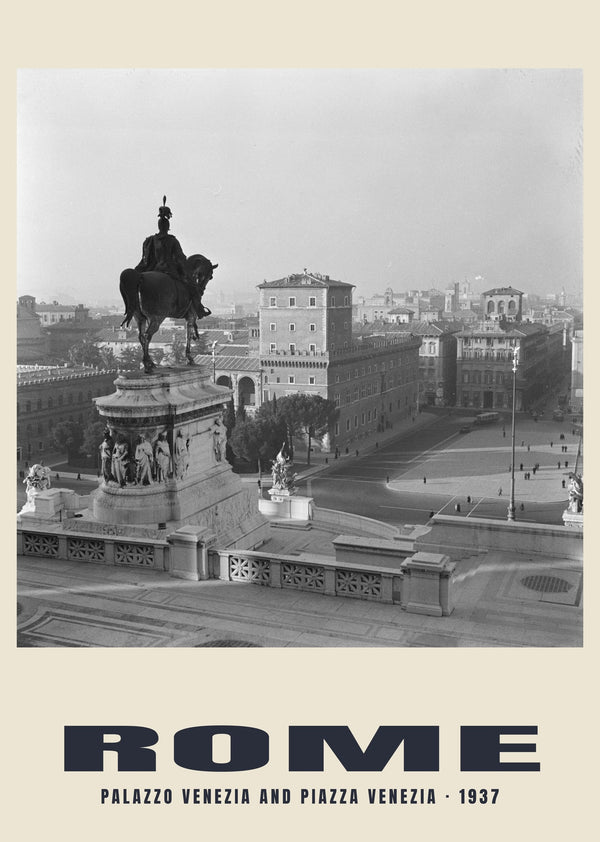 Palazzo Venezia y Piazza Venezia, Roma — 1937 · Lámina de fotografía histórica