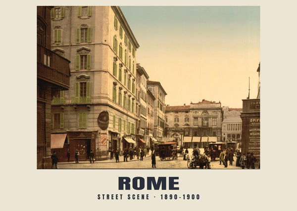 Street Scene, Rome — 1890–1900 · Vintage photochrom print