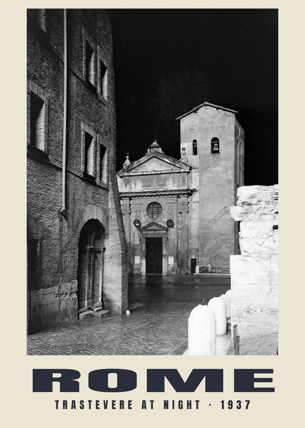 Trastevere de noche, Roma — 1937 · Lámina de fotografía histórica