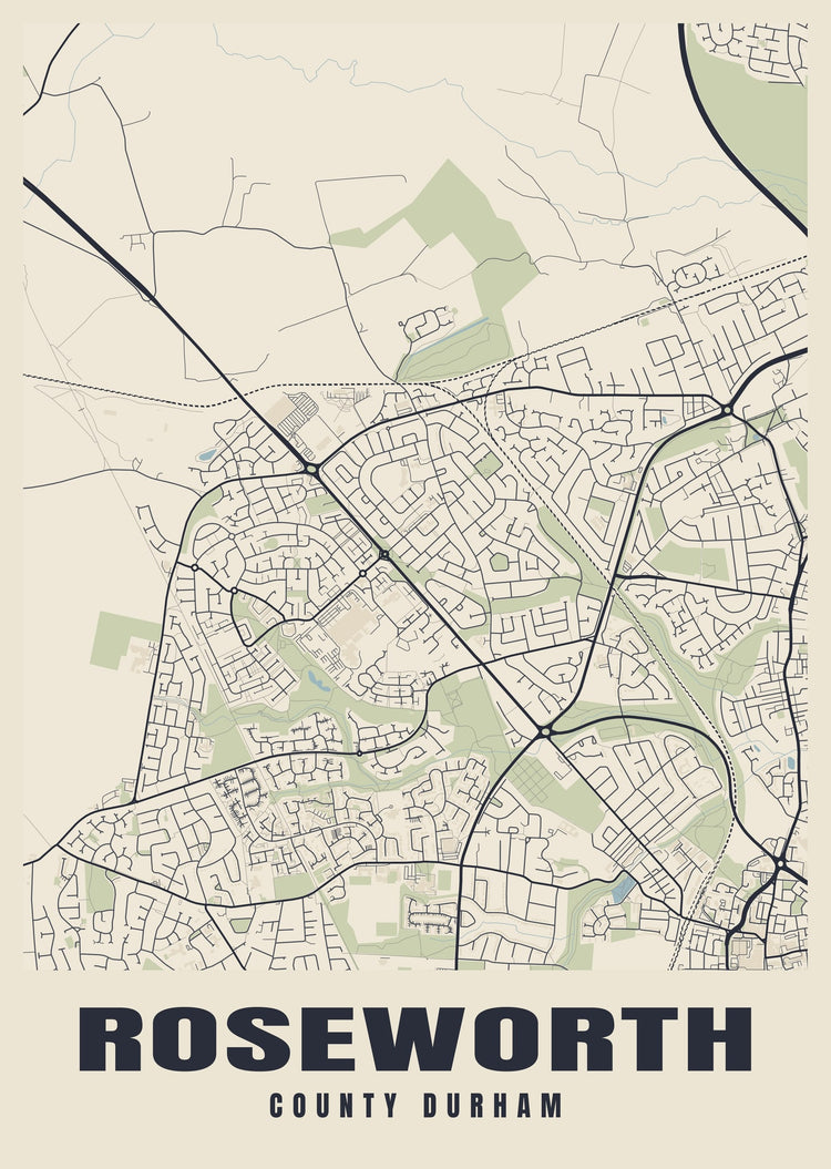 Roseworth Street Map Poster