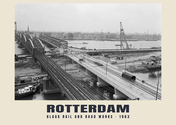 Lavori ferroviari e stradali a Blaak, Rotterdam — 1963 · Stampa fotografica storica