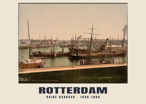 Port du Rhin, Rotterdam — 1890–1900 · Tirage photochrome ancien