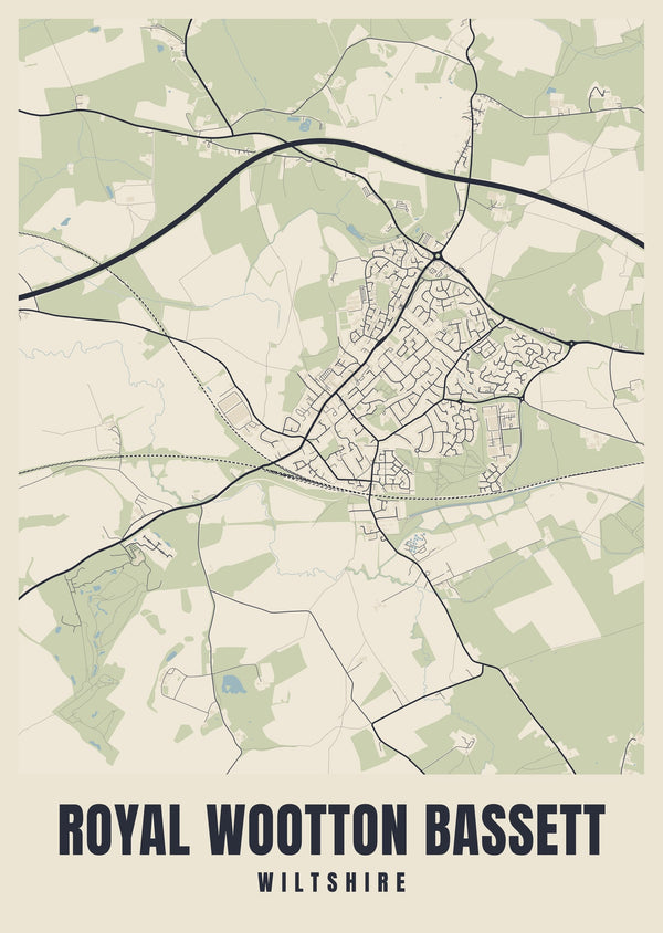 Royal Wootton Bassett Street Map Poster