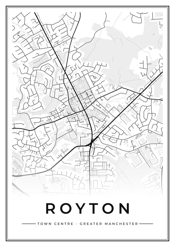 Royton Town Centre Street Map Poster