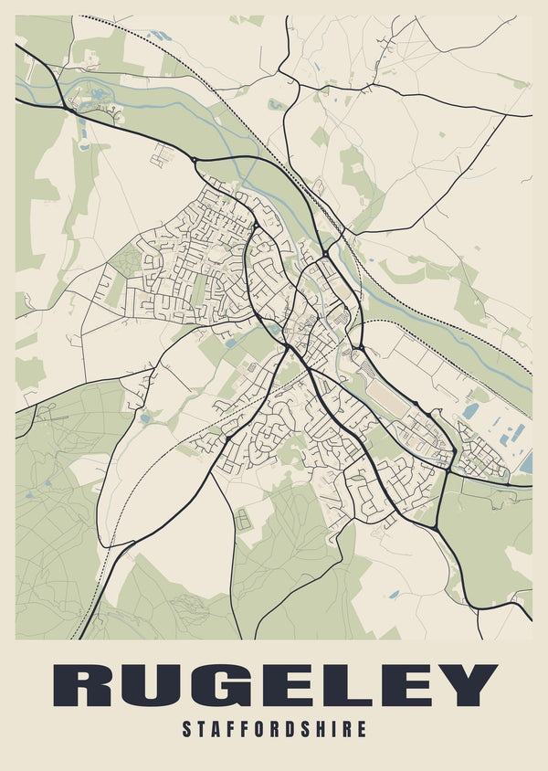 Rugeley Street Map Poster