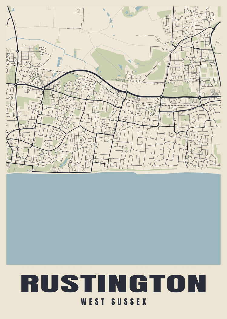 Rustington Street Map Poster
