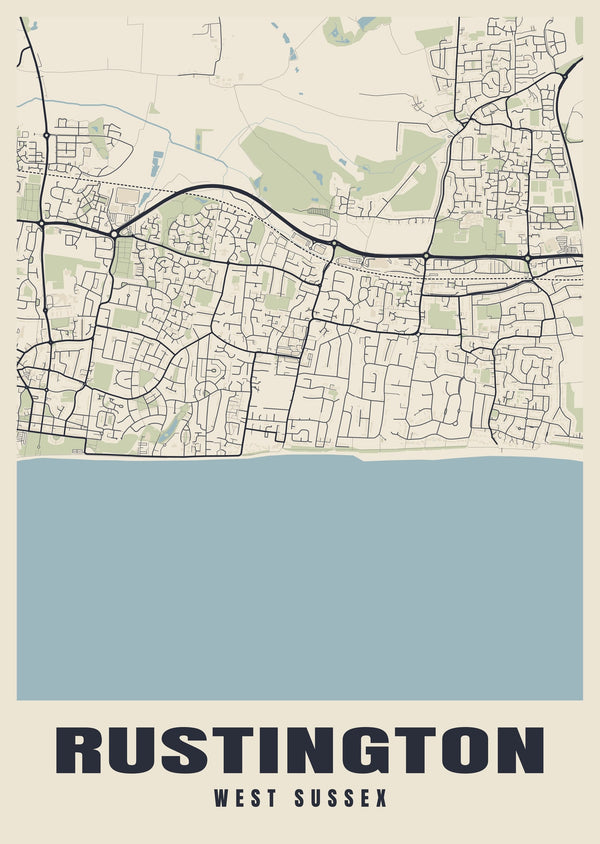 Rustington Street Map Poster