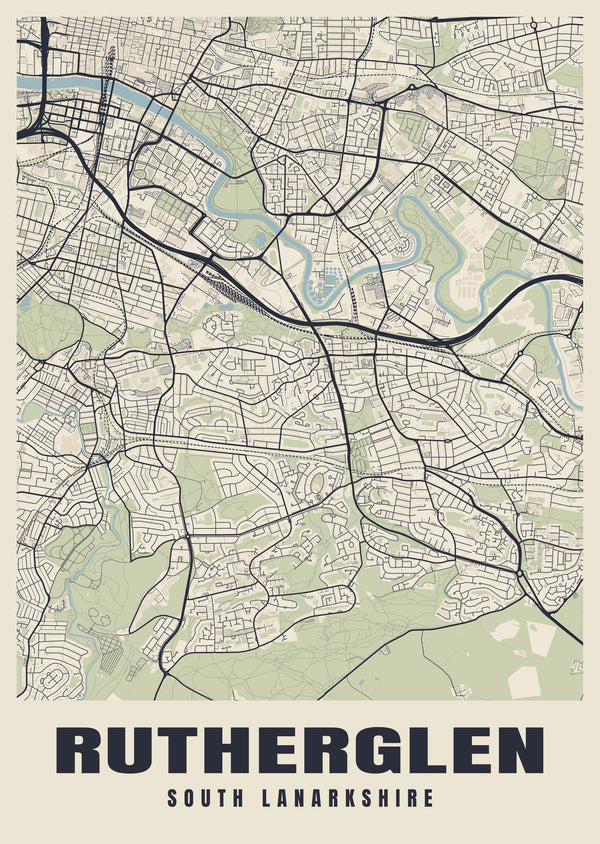 Rutherglen Street Map Poster