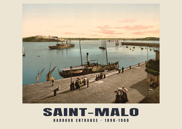 Haveningang, Saint-Malo — 1890–1900 · Historische fotochroomprint