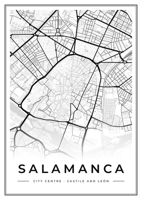 Salamanca City Centre Street Map Poster
