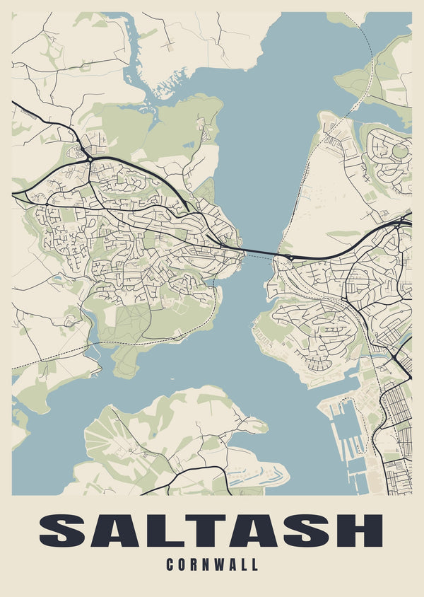Saltash Street Map Poster