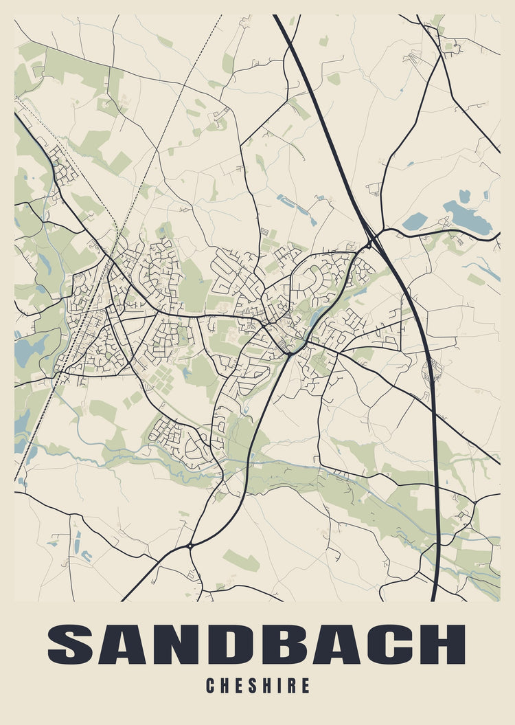 Sandbach Street Map Poster