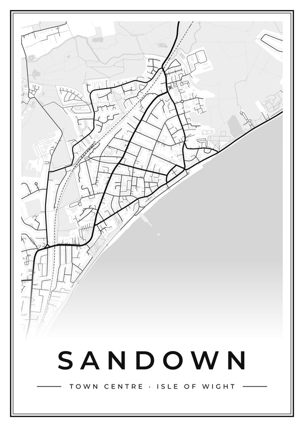Sandown Town Centre Street Map Poster