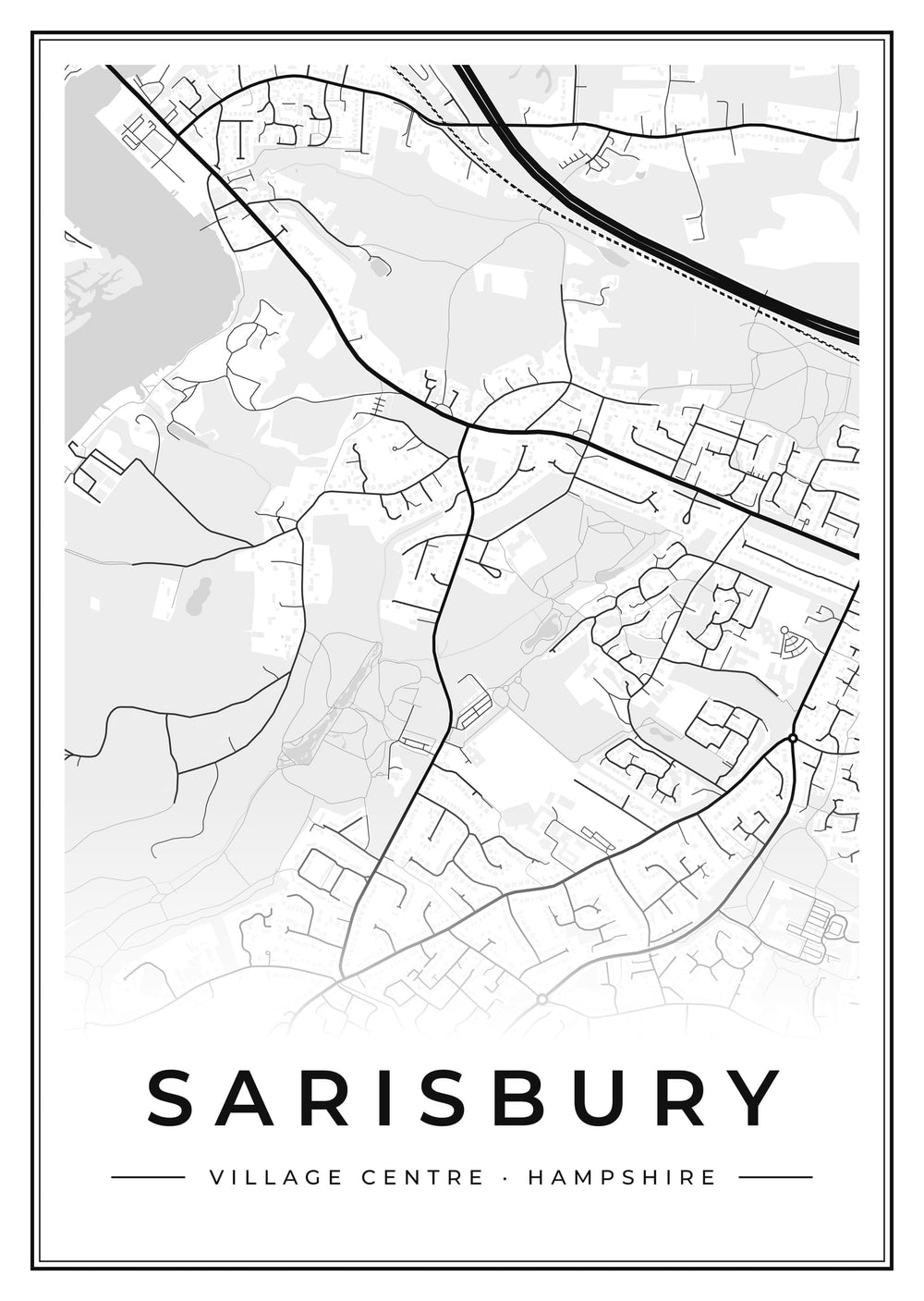 Sarisbury Village Centre Street Map Poster