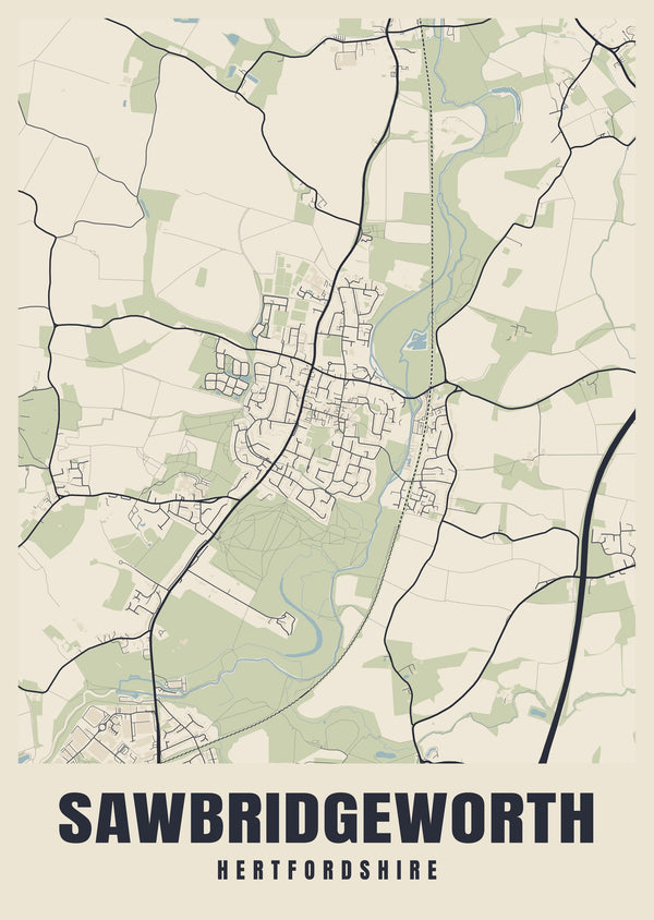 Sawbridgeworth Street Map Poster