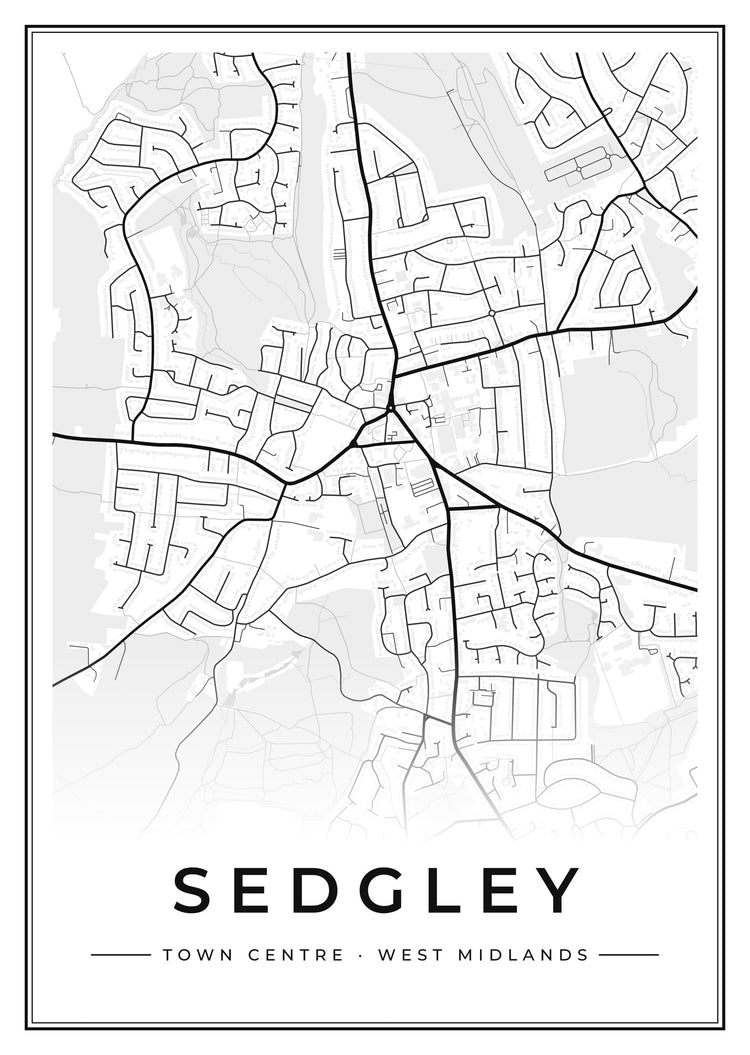 Sedgley Town Centre Street Map Poster
