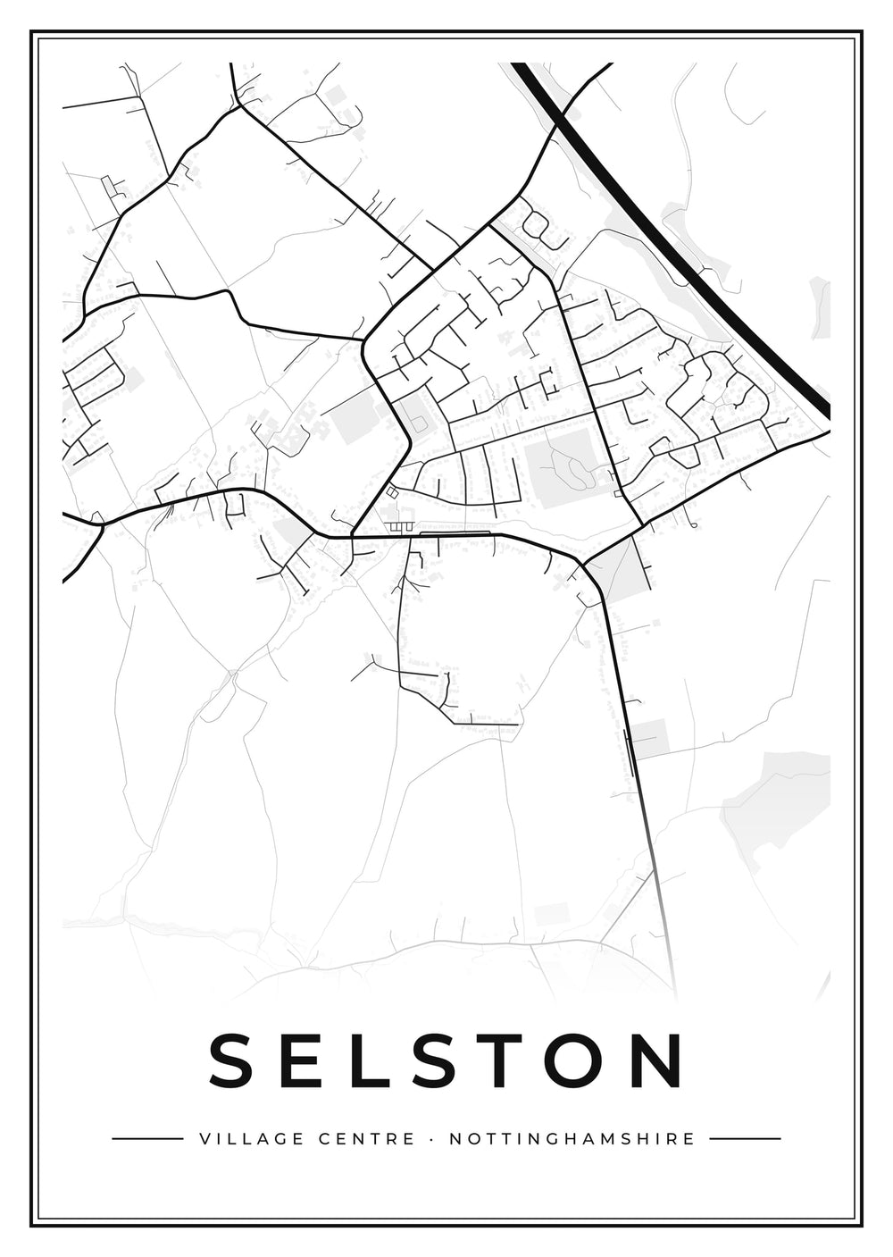 Selston Village Centre Street Map Poster